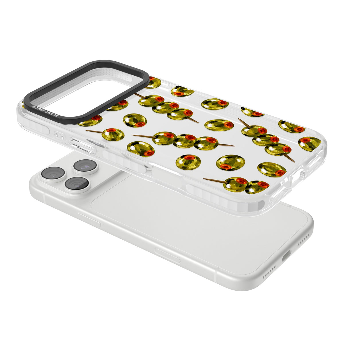 Painted Olives iPhone 18 Pro Max Impact Clear Phone Case angled