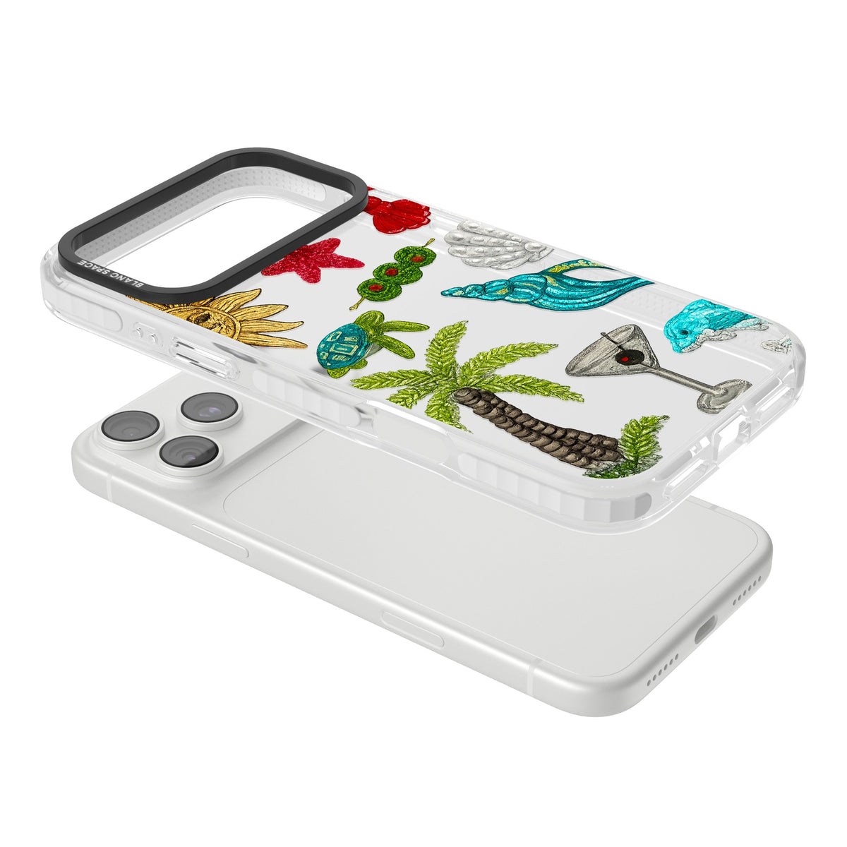 Painted Coastal Pattern iPhone 18 Pro Max Impact Clear Phone Case angled