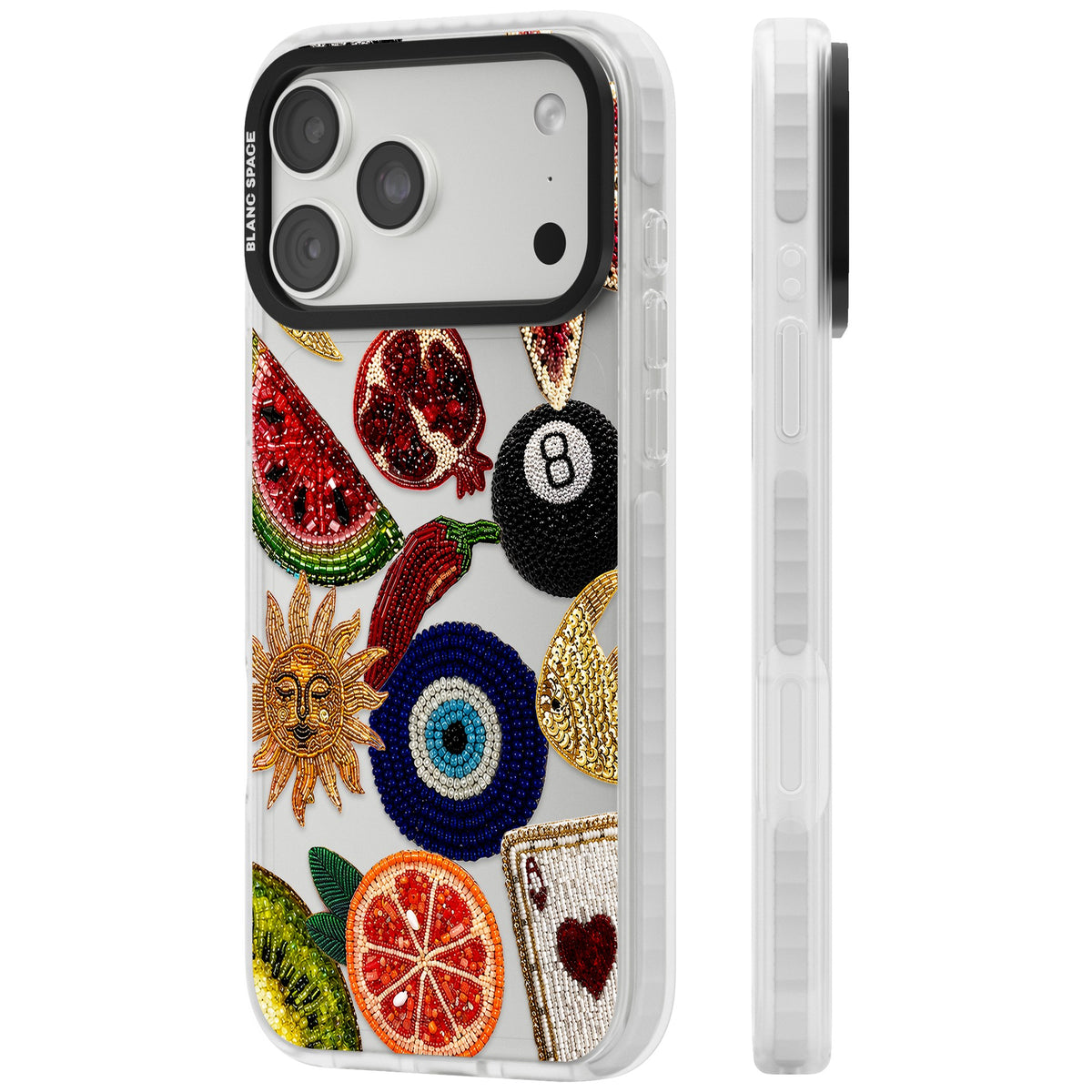 Beaded Charms iPhone 18 Pro Max Impact Clear Phone Case side
