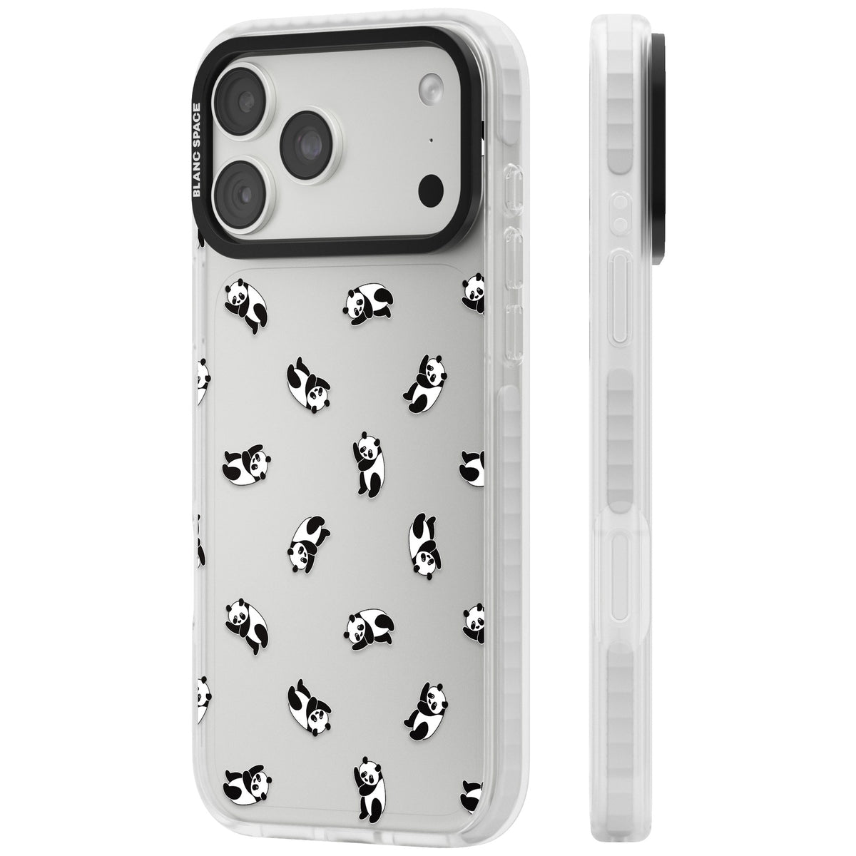 Tiny Panda Pattern iPhone 18 Pro Max Impact Clear Phone Case side