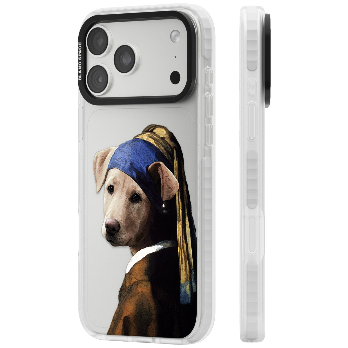 Doggo With A Pearl Earring iPhone 18 Pro Max Impact Clear Phone Case side