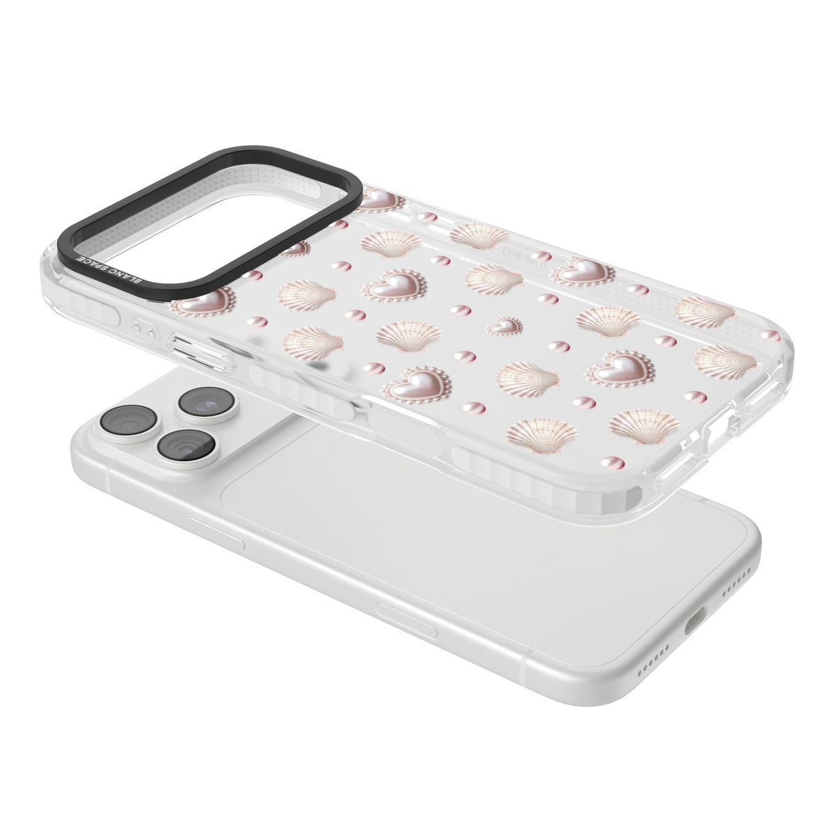 Pearl Hearts iPhone 18 Pro Max Impact Clear Phone Case angled