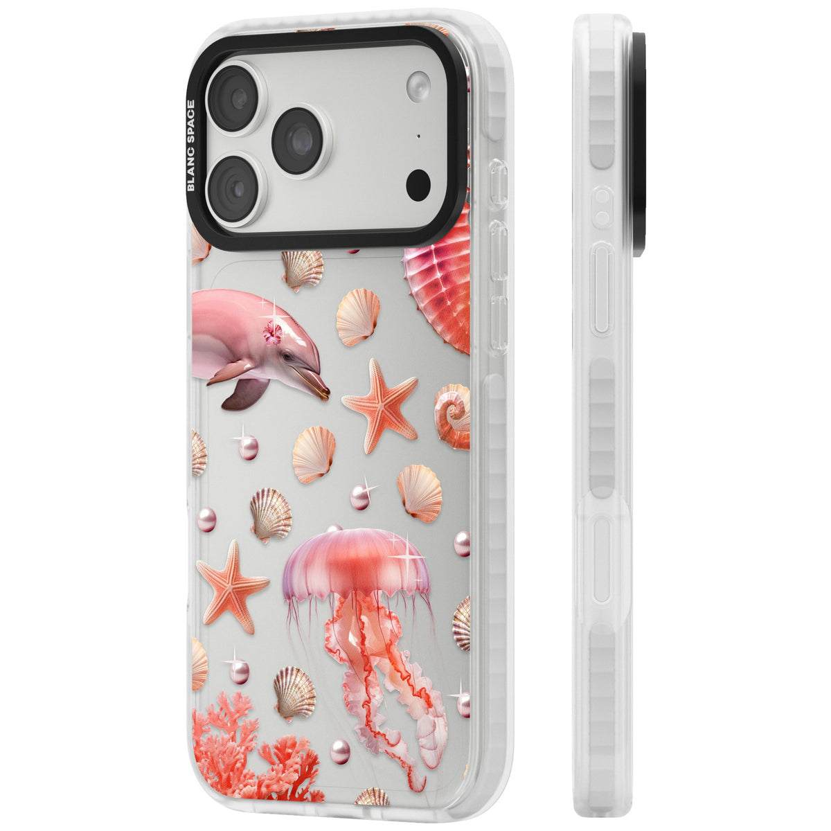 Pink Sealife iPhone 18 Pro Max Impact Clear Phone Case side