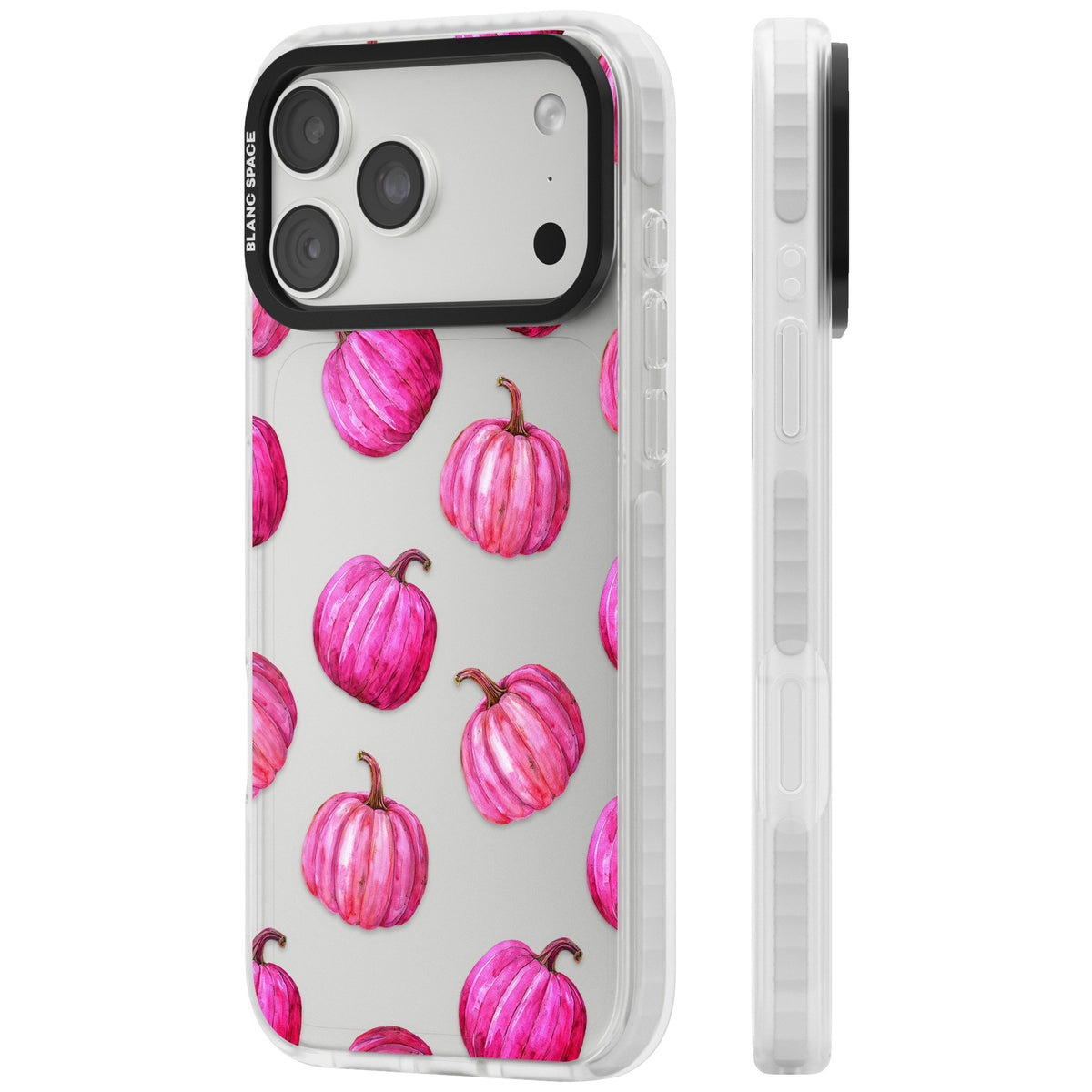 Pink Pumpkins iPhone 18 Pro Max Impact Clear Phone Case side