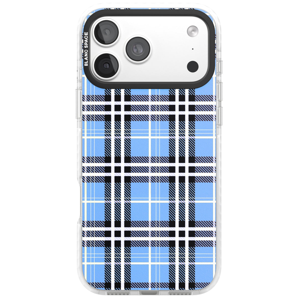 Blue Plaid iPhone 18 Pro Max Impact Clear Phone Case front