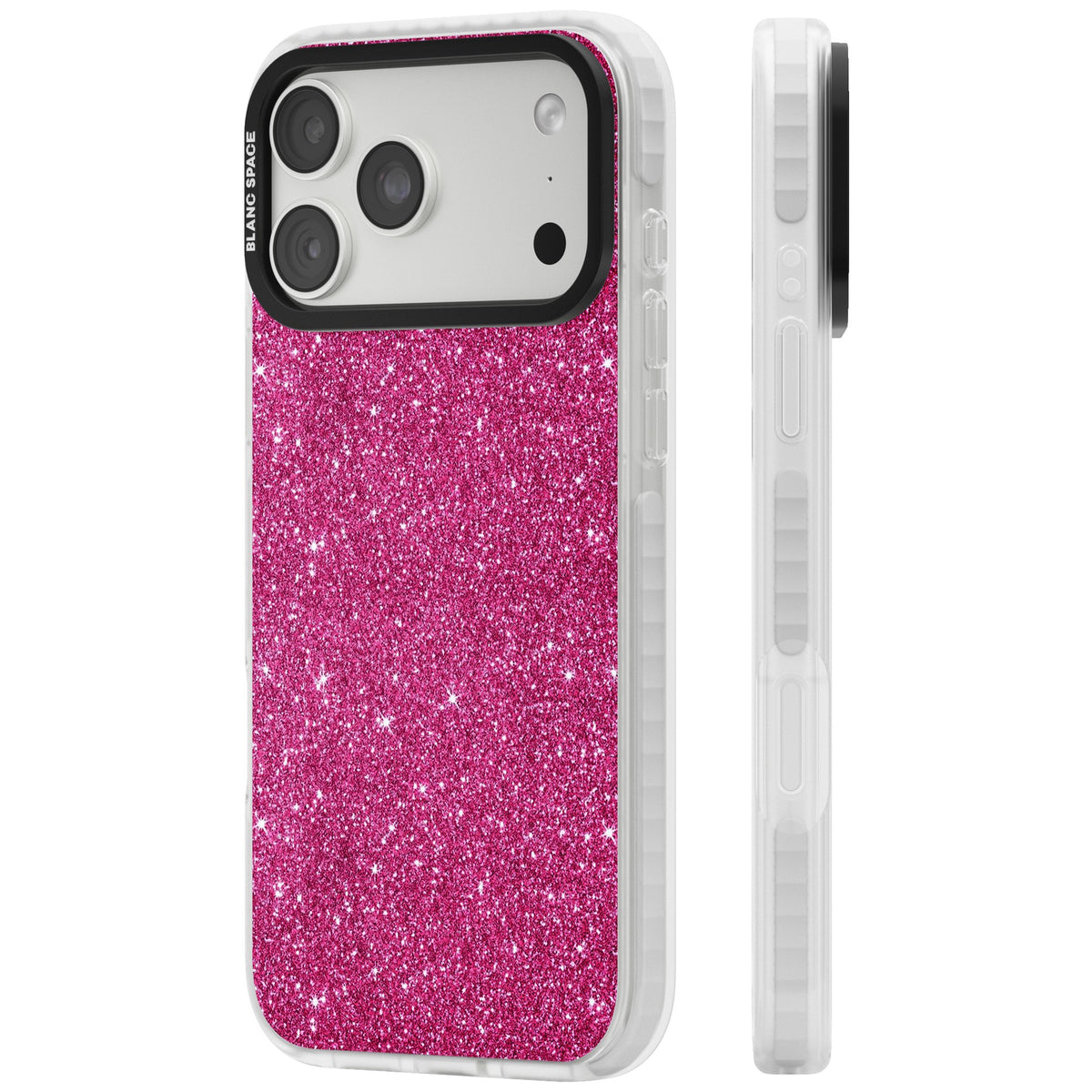 Pink Glitter iPhone 18 Pro Max Impact Clear Phone Case side