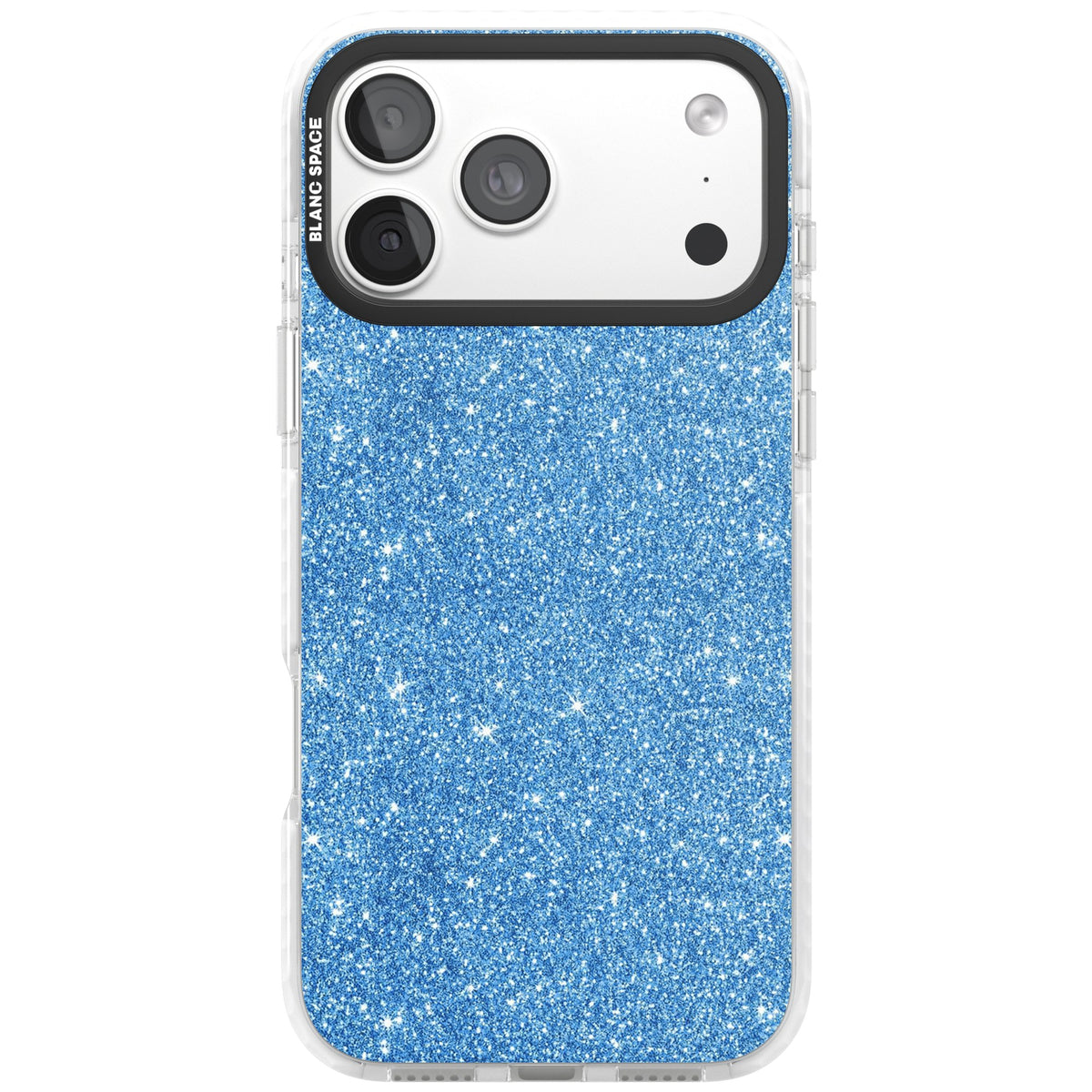 Blue Glitter iPhone 18 Pro Max Impact Clear Phone Case front