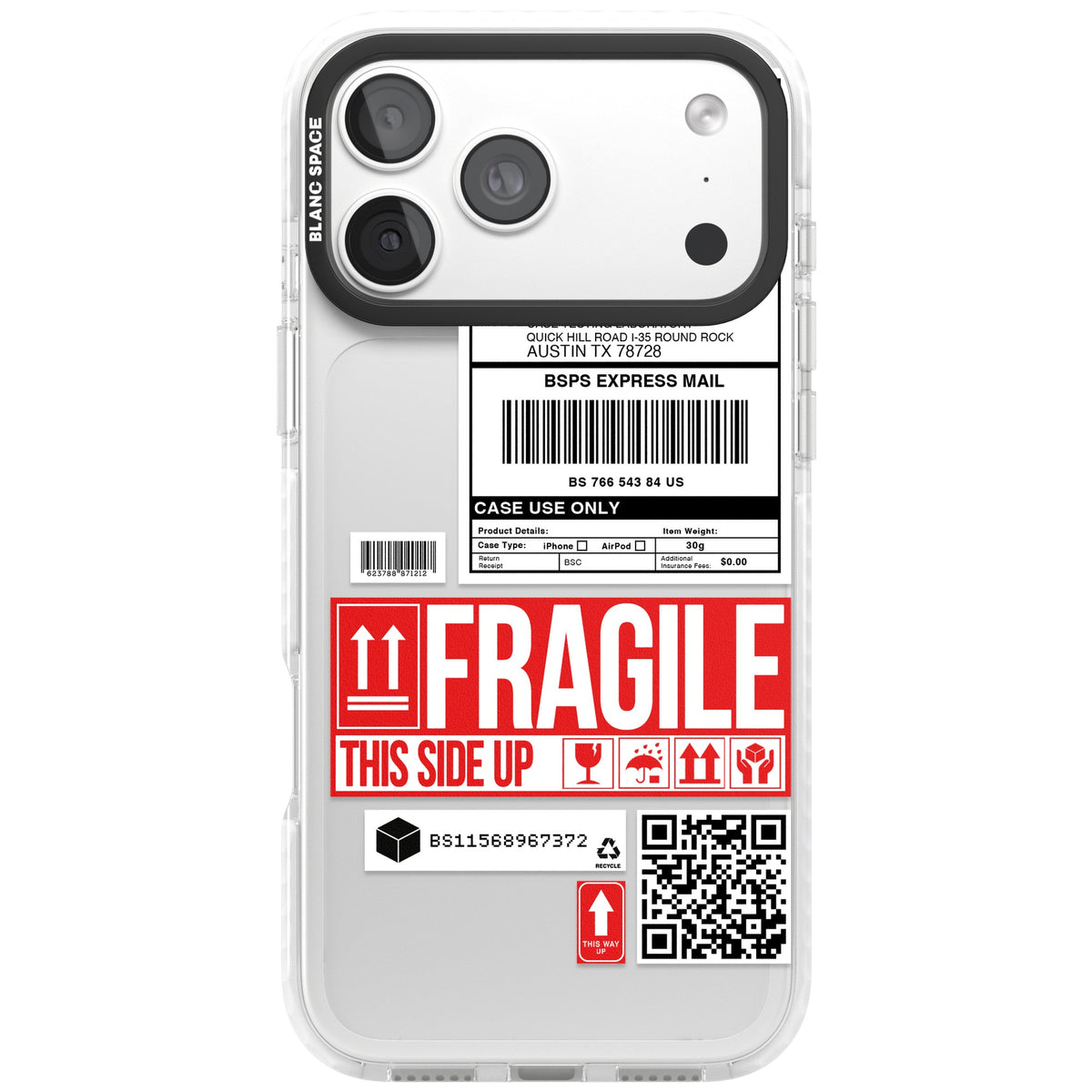 Shipping Label iPhone 18 Pro Max Impact Clear Phone Case front