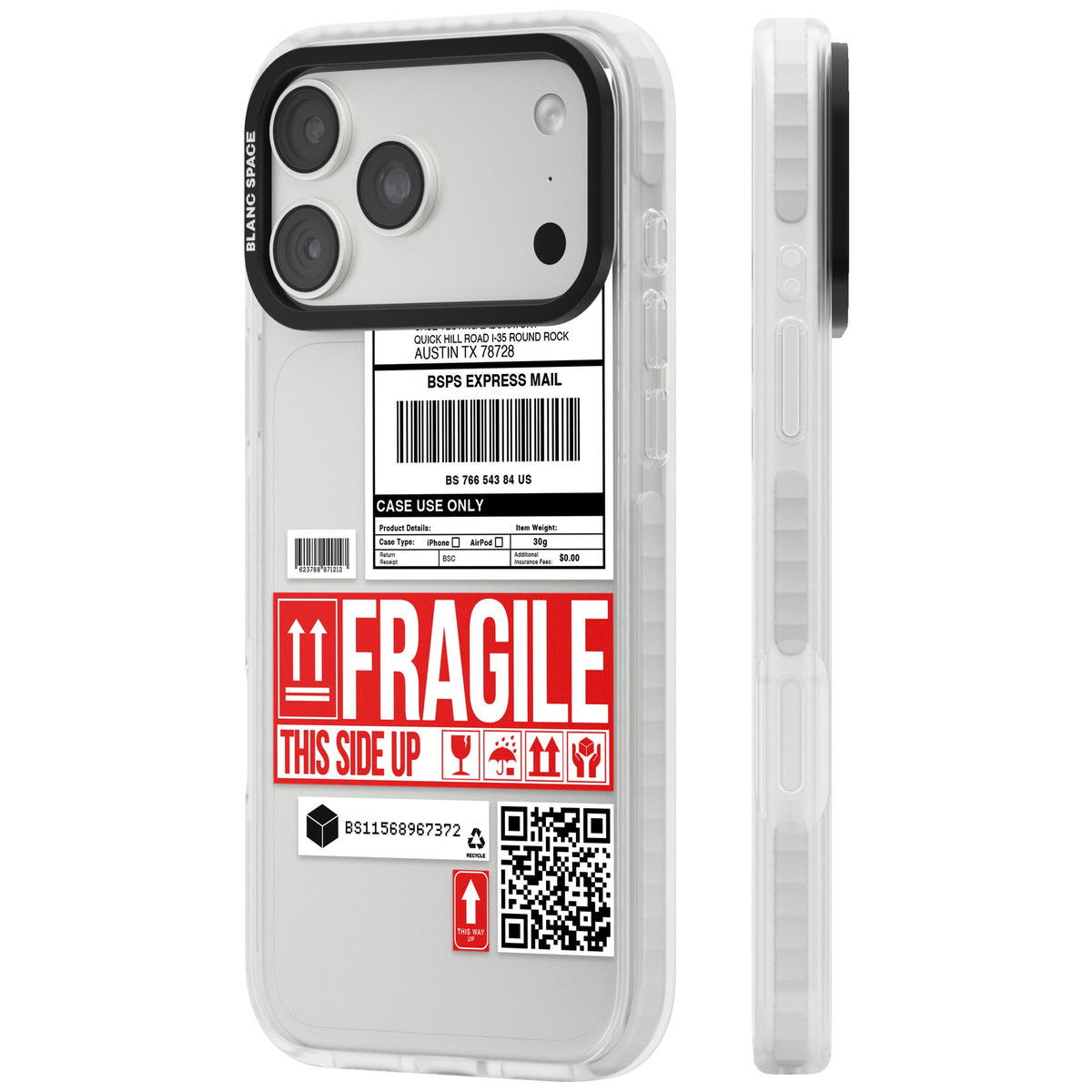 Shipping Label iPhone 18 Pro Max Impact Clear Phone Case side