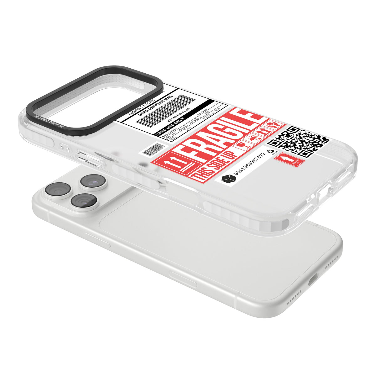 Shipping Label iPhone 18 Pro Max Impact Clear Phone Case angled