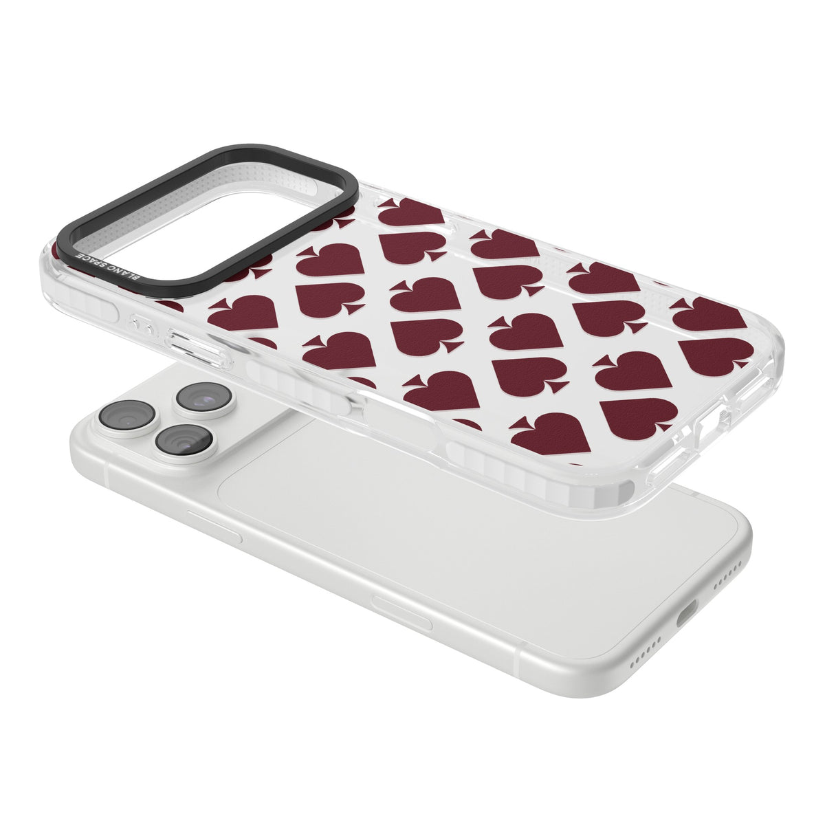 Burgundy Suits iPhone 18 Pro Max Impact Clear Phone Case angled
