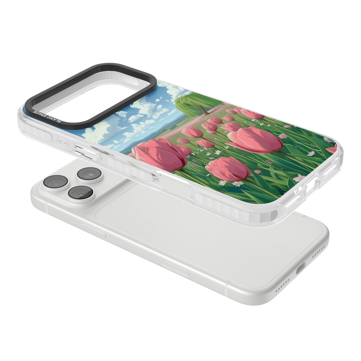 Willow By The Pink Tulips iPhone 18 Pro Max Impact Clear Phone Case angled