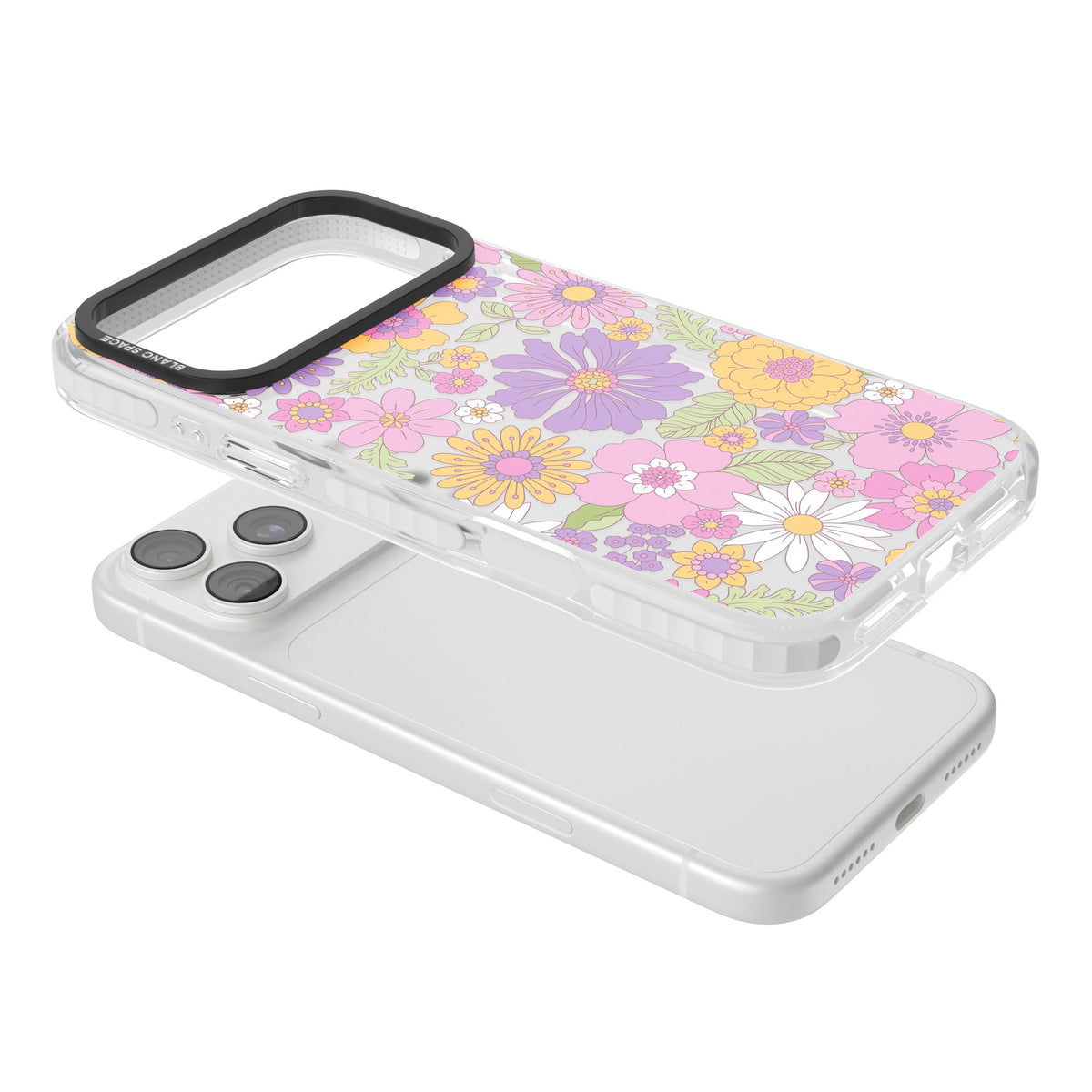 Soft Flowers iPhone 18 Pro Max Impact Clear Phone Case angled