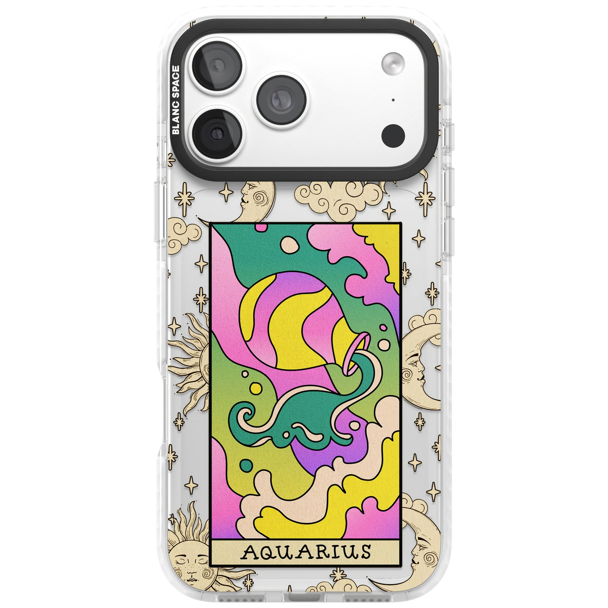 Celestial Zodiac Aquarius iPhone 18 Pro Max Impact Clear Phone Case front