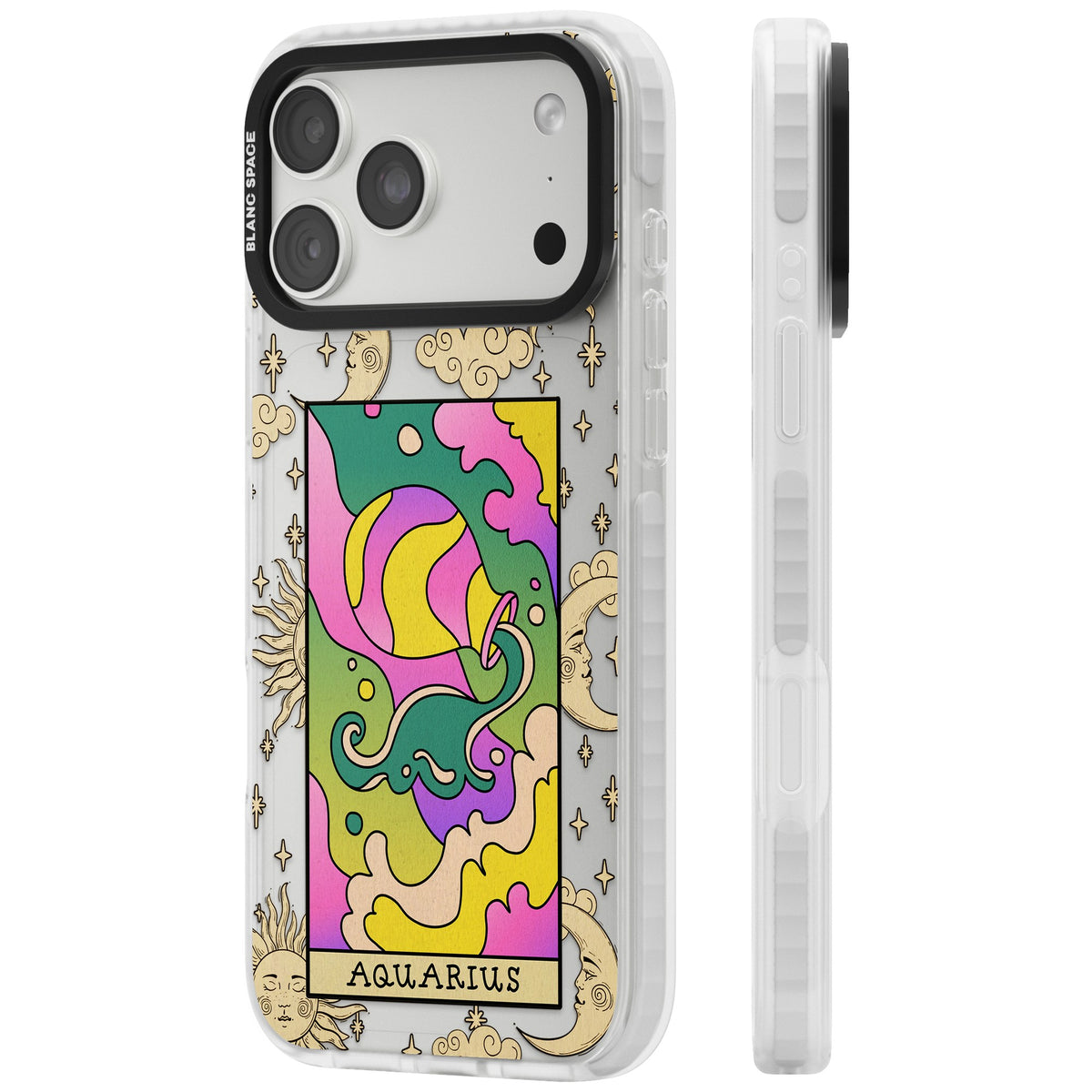 Celestial Zodiac Aquarius iPhone 18 Pro Max Impact Clear Phone Case side