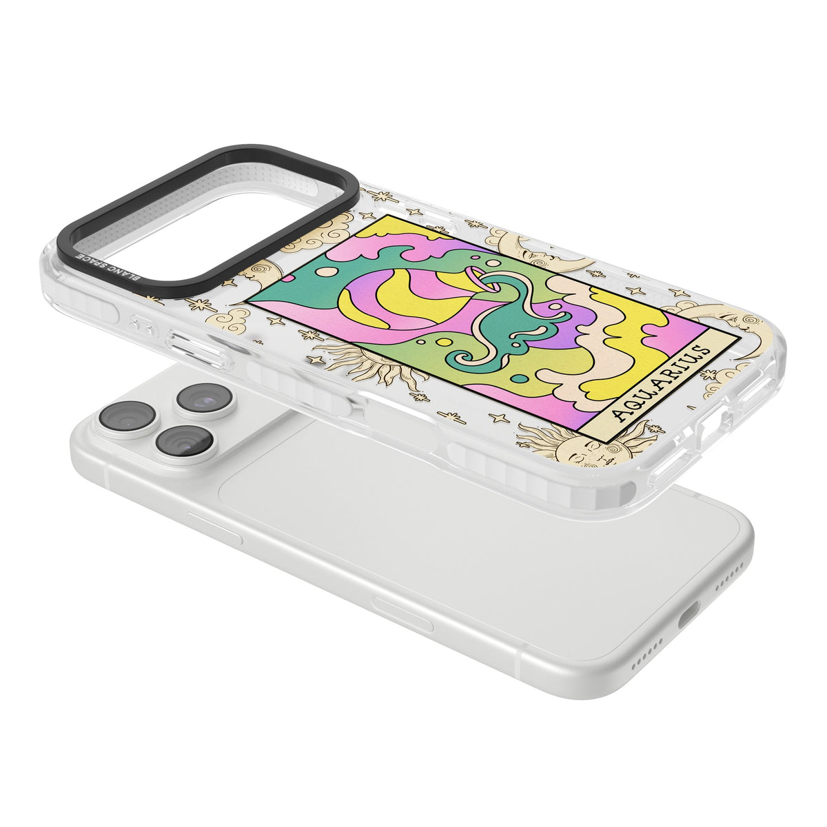 Celestial Zodiac Aquarius iPhone 18 Pro Max Impact Clear Phone Case angled