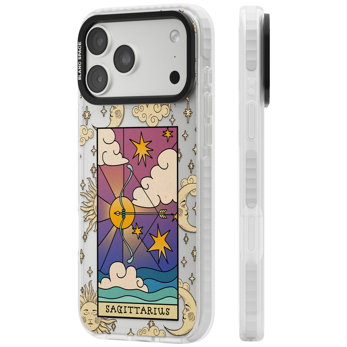 Celestial Zodiac Sagittarius iPhone 18 Pro Max Impact Clear Phone Case side