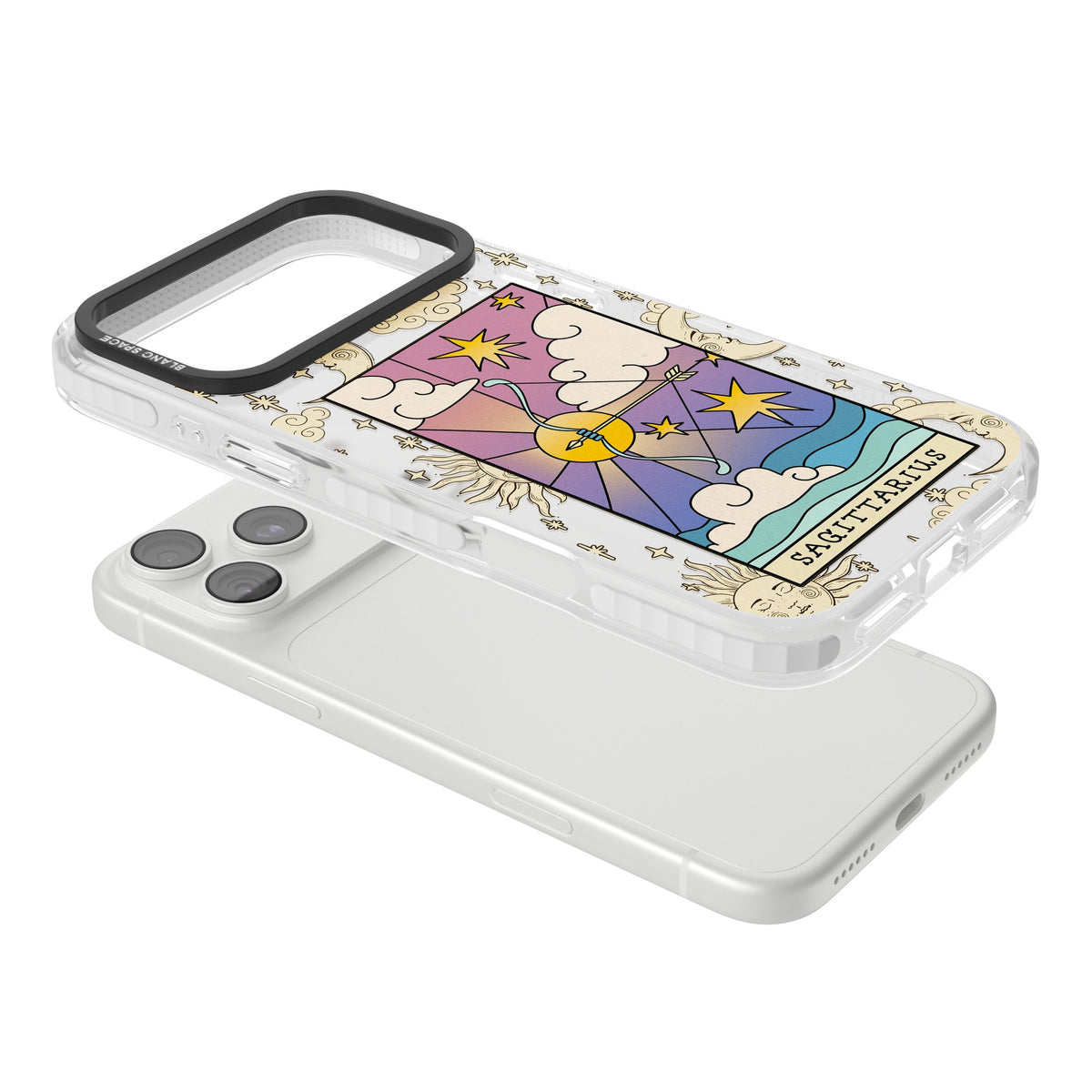 Celestial Zodiac Sagittarius iPhone 18 Pro Max Impact Clear Phone Case angled
