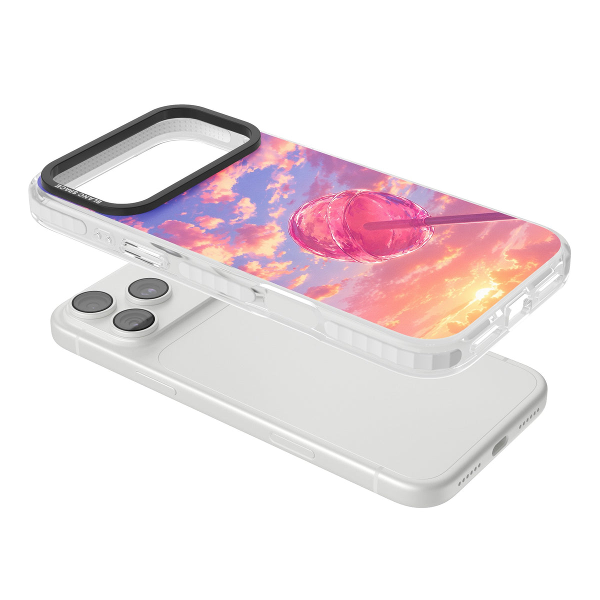 Sugar Sunset iPhone 18 Pro Max Impact Clear Phone Case angled