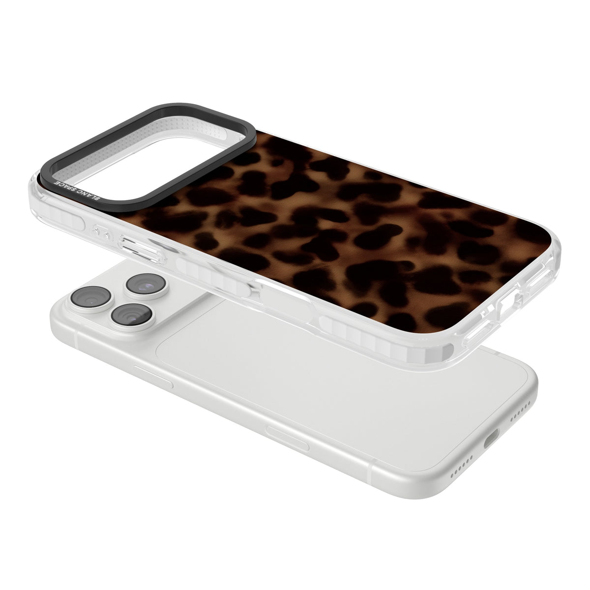 Dark Tortoise Shell old money iPhone case featuring a dark tortoiseshell pattern with amber and black animal print tones iPhone 18 Pro Max Impact Clear Phone Case angled