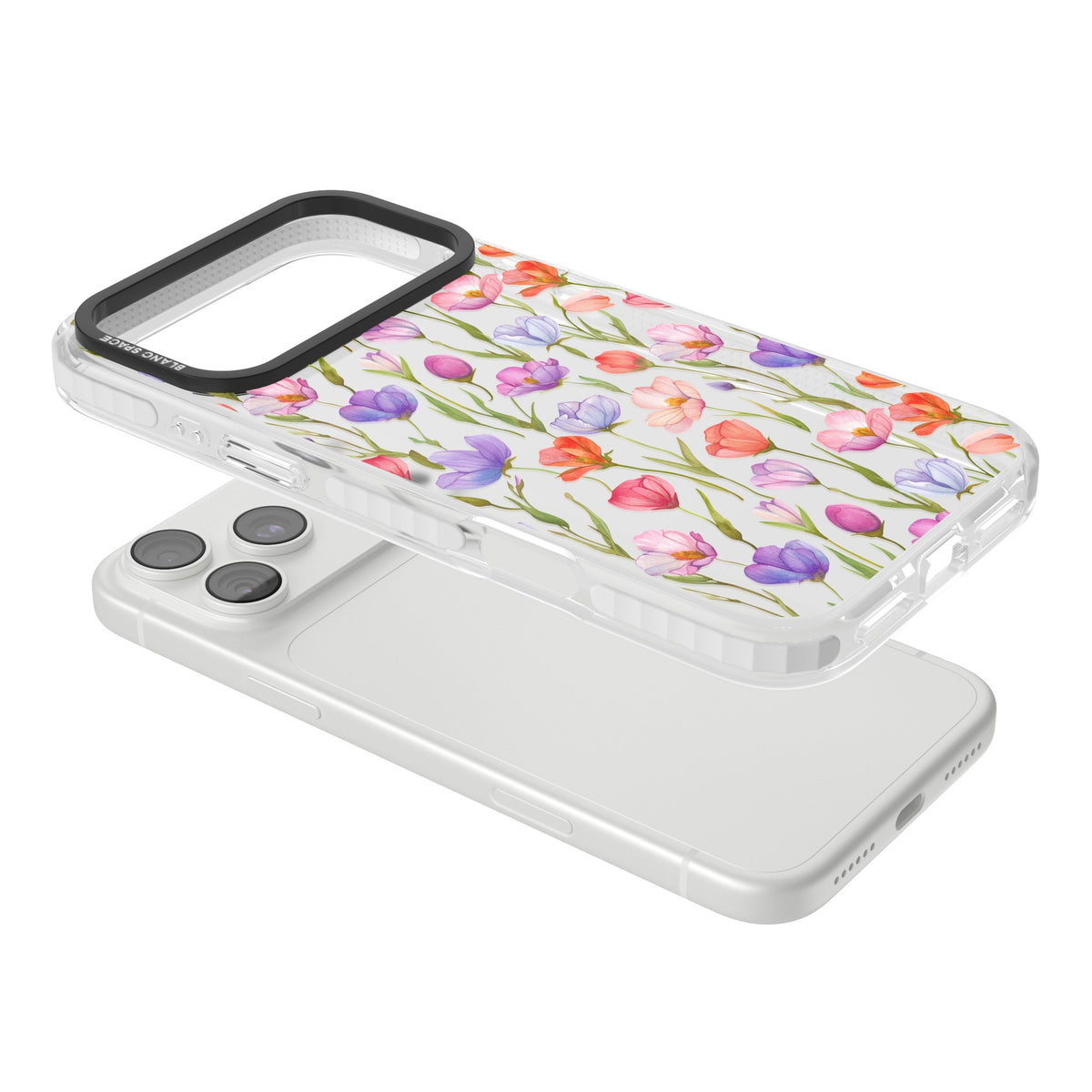 Red, Pink & Purple Flowers iPhone 18 Pro Max Impact Clear Phone Case angled