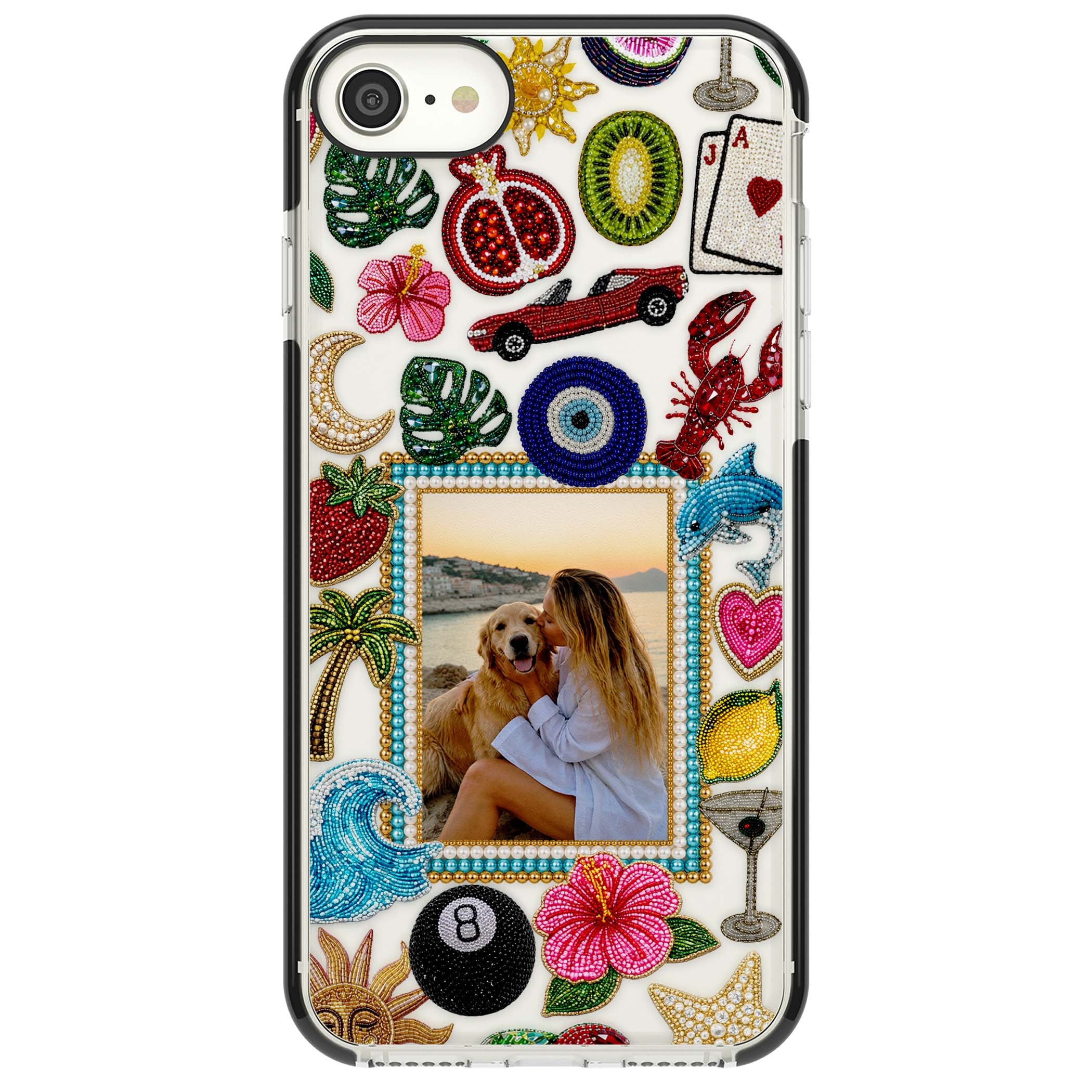 Beaded Photo coastal iPhone case | Black Impact case for iPhone SE