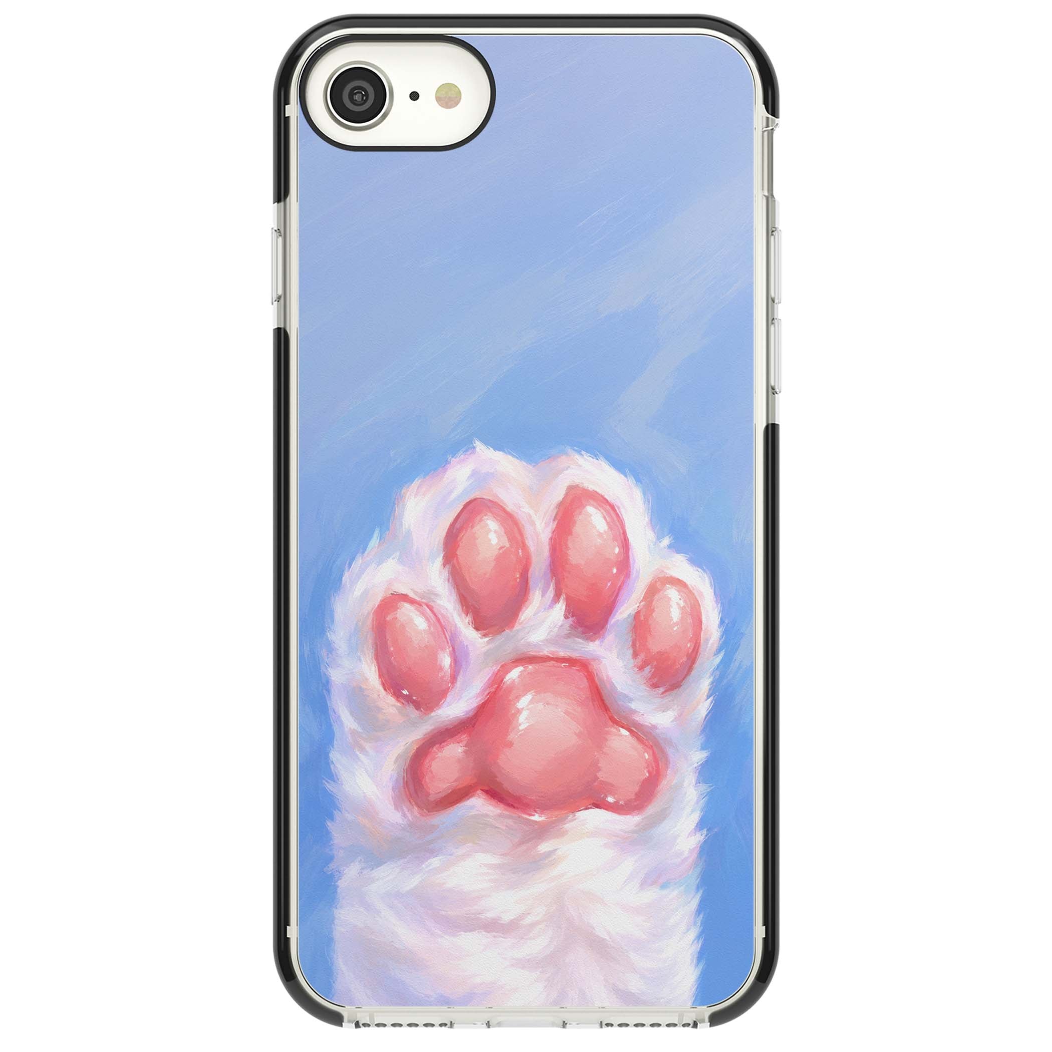 Soft White Paw cute iPhone case | Black Impact case for iPhone SE