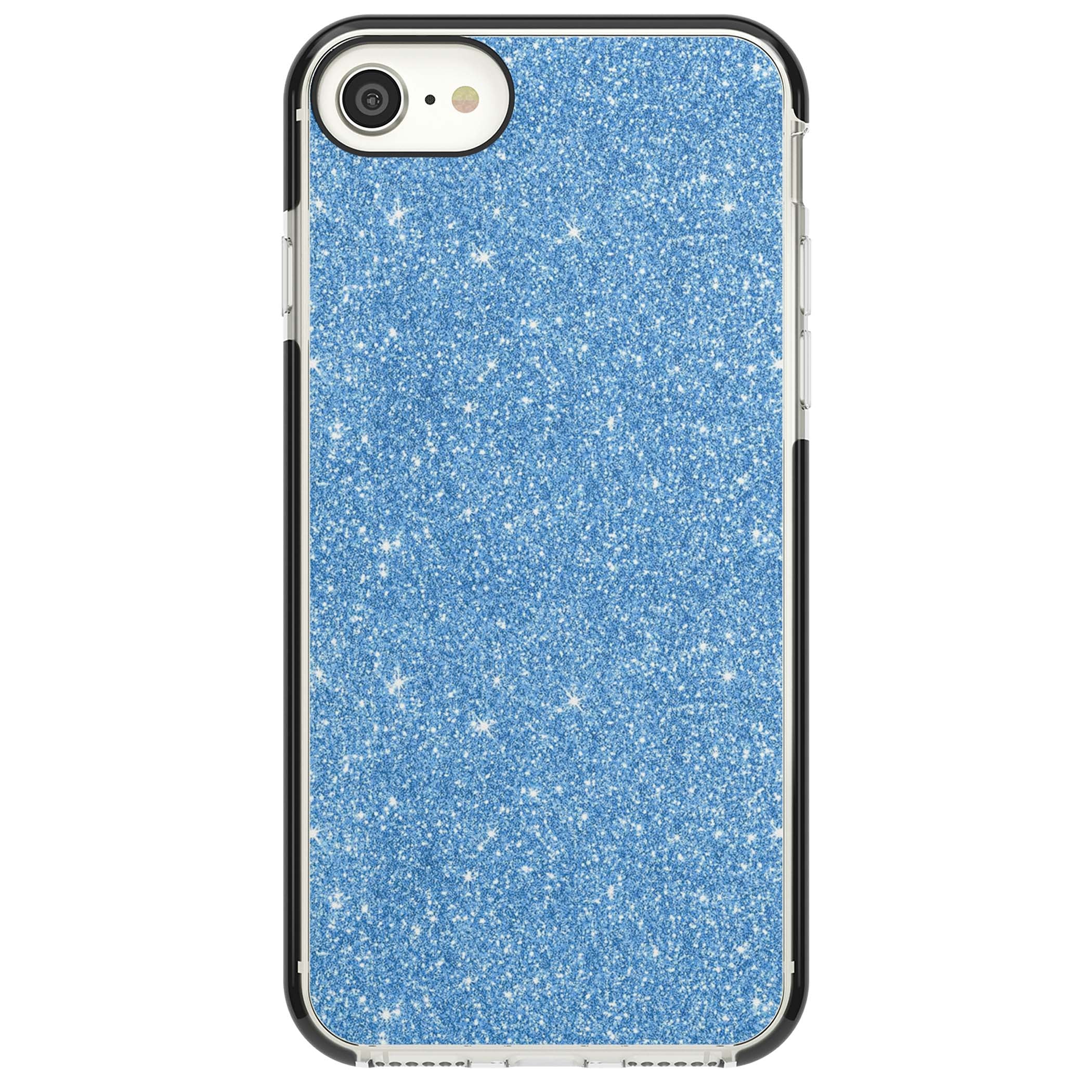 Blue Glitter blue glitter iPhone case featuring dense sparkling cerulean glitter with a glamorous shimmering finish | Black Impact case for iPhone SE