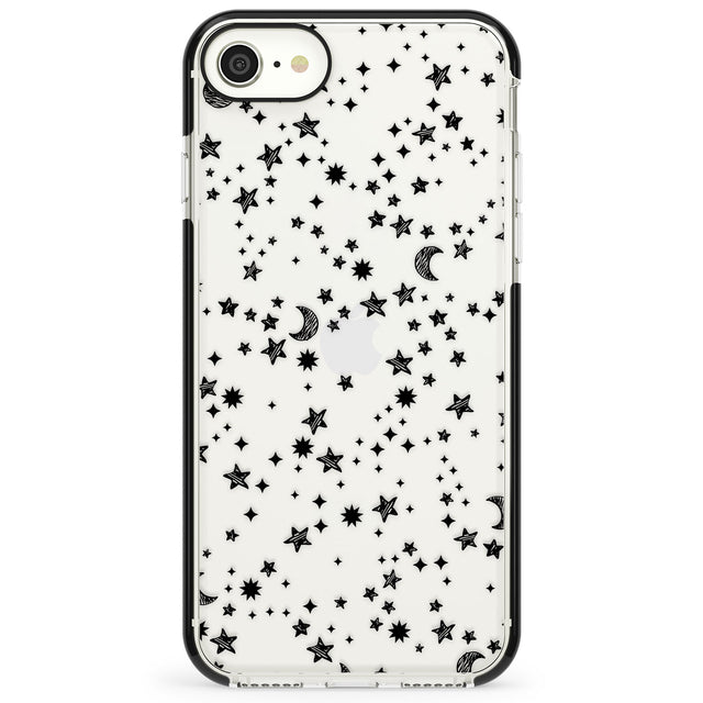 Black Cosmic Galaxy Pattern Impact Phone Case for iPhone SE