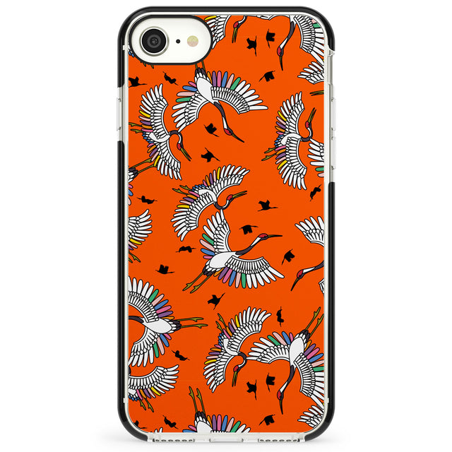 Colourful Crane Pattern (Orange) Impact Phone Case for iPhone SE