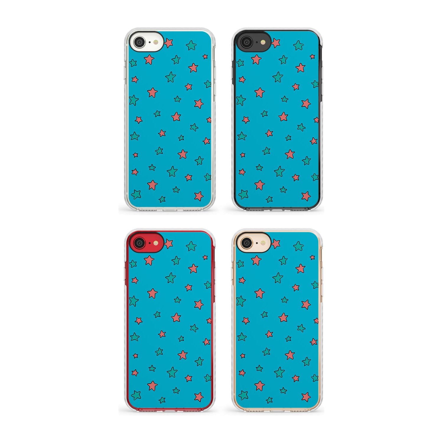 Blue Heartstopper Stars Pattern Phone Case for iPhone SE