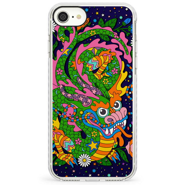 Psychedelic Jungle Dragon (Purple)Impact Phone Case for iPhone SE