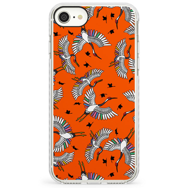 Colourful Crane Pattern (Orange)Impact Phone Case for iPhone SE