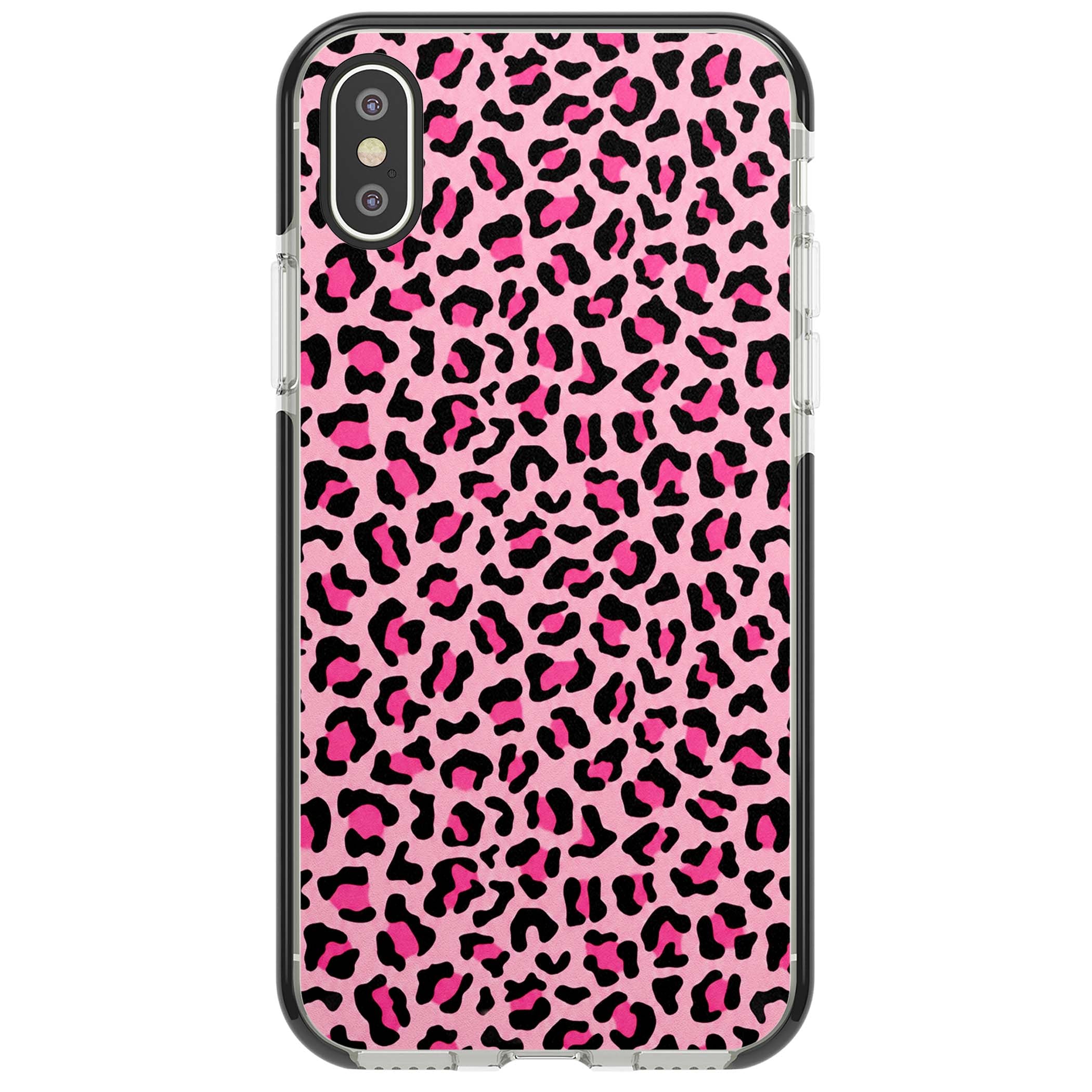 Pink Leopard baddie iPhone case | Black Impact case for iPhone X, iPhone XS Max, iPhone XR