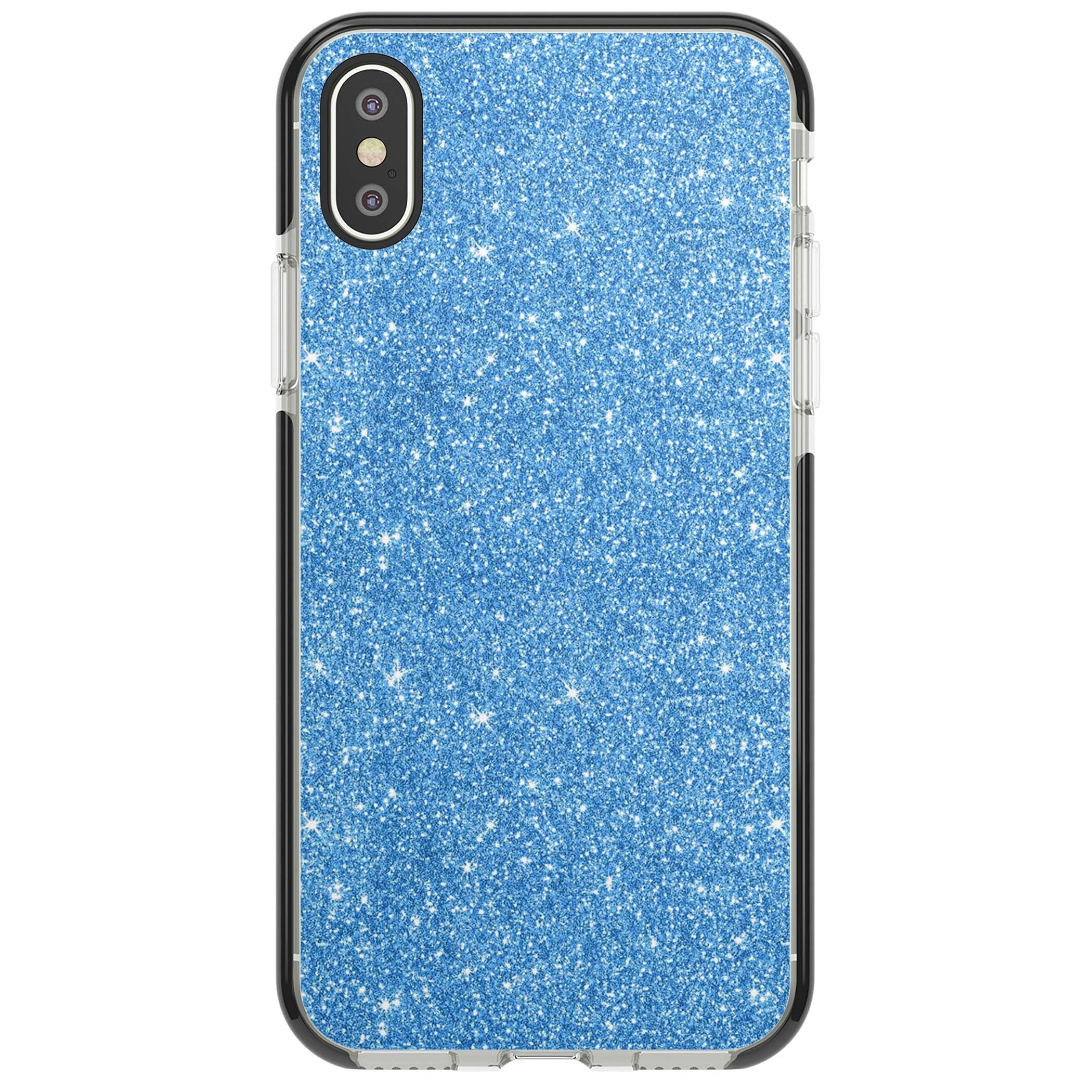 Blue Glitter blue glitter iPhone case featuring dense sparkling cerulean glitter with a glamorous shimmering finish | Black Impact case for iPhone X, iPhone XS Max, iPhone XR