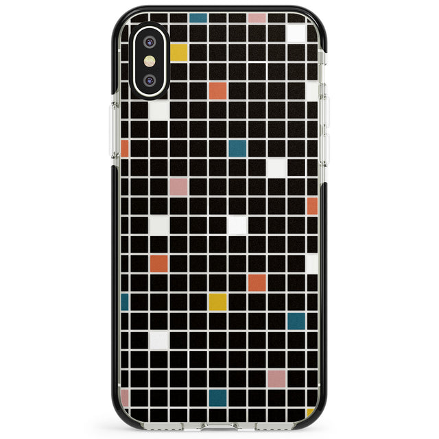 Earthtone Black Geometric Grid Phone Case for iPhone X XS Max XR