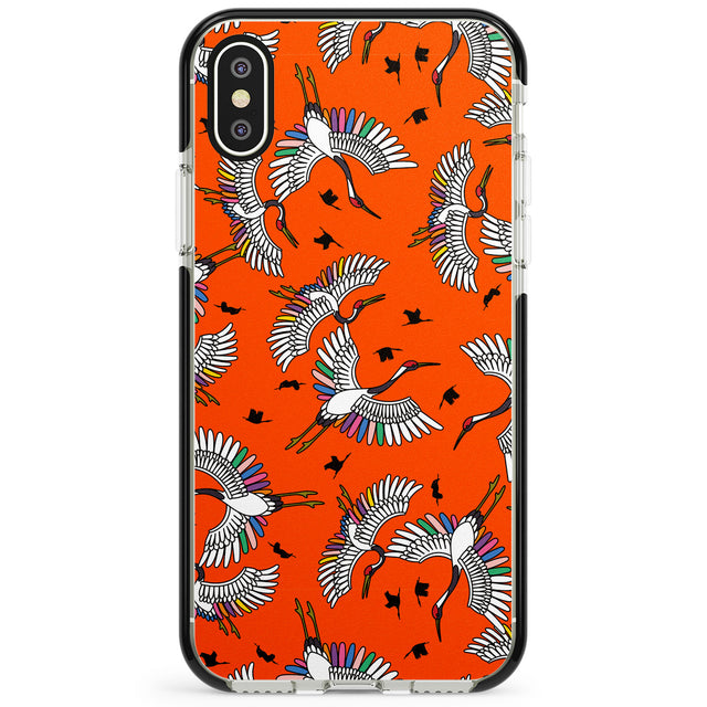 Colourful Crane Pattern (Orange) Phone Case for iPhone X XS Max XR