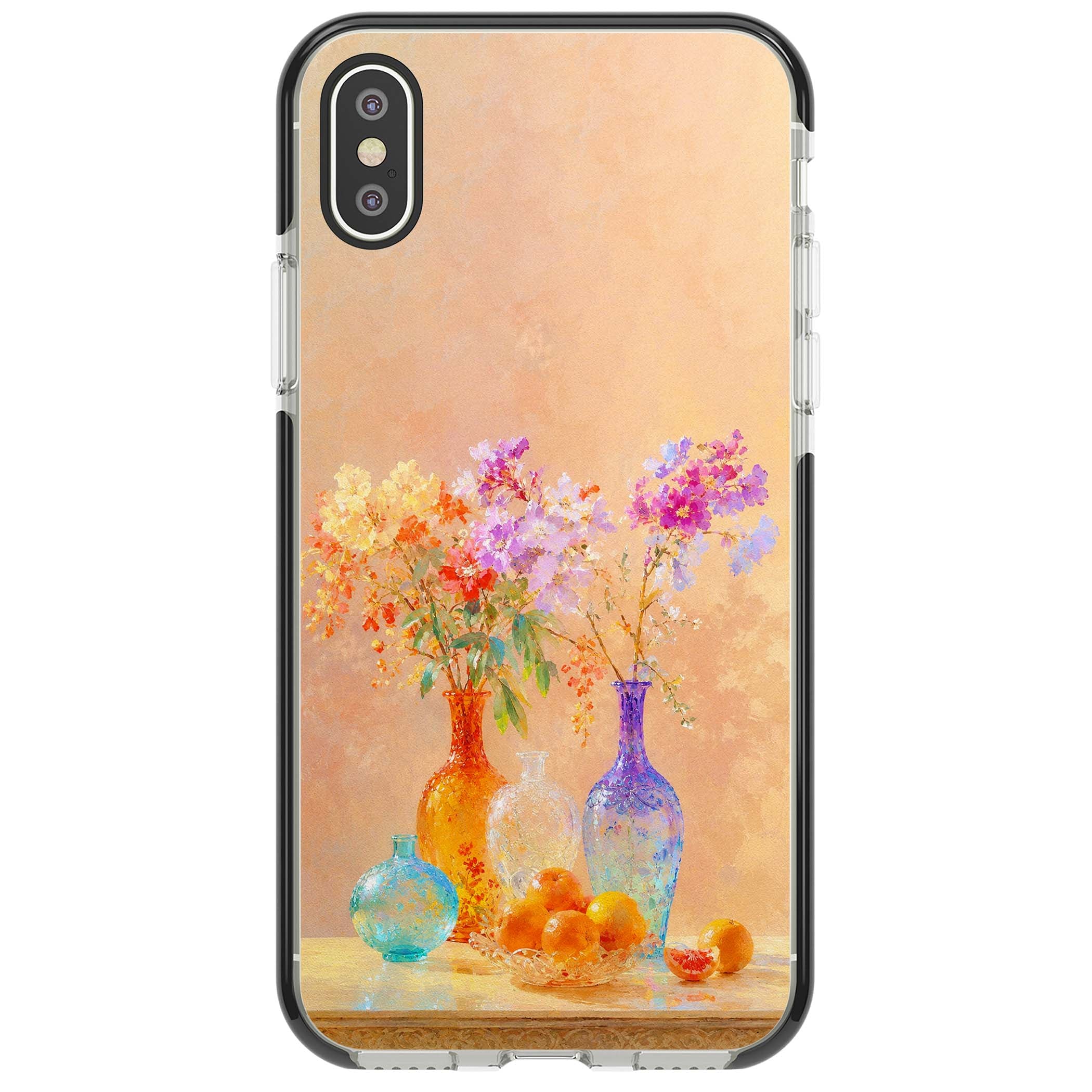 Peach Glass art iPhone case | Black Impact case for iPhone X, iPhone XS Max, iPhone XR