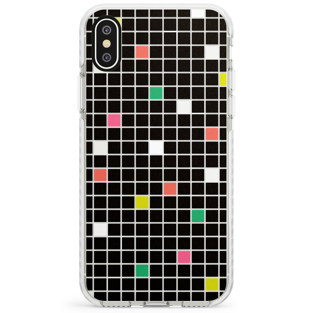 Vibrant Black Geometric Grid Impact Phone Case for iPhone X XS Max XR