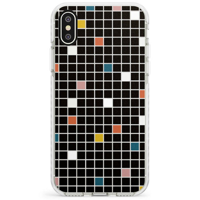 Earthtone Black Geometric Grid Impact Phone Case for iPhone X XS Max XR