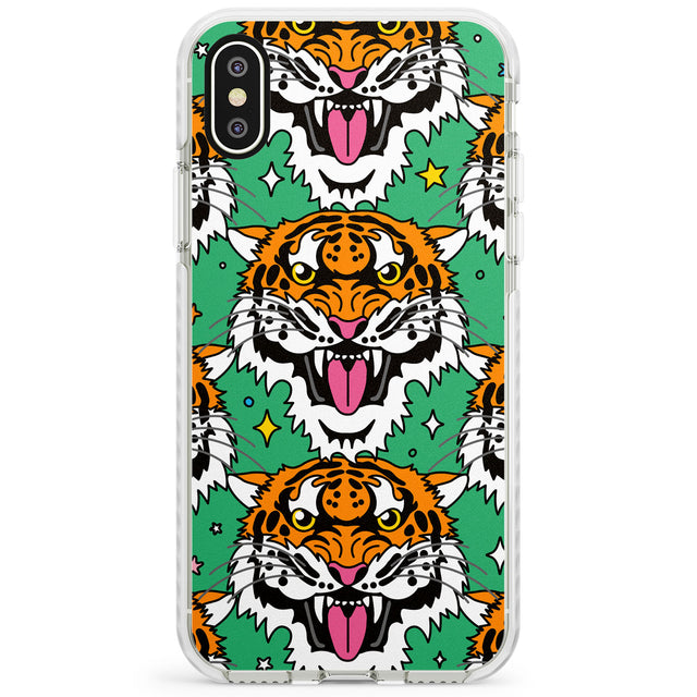 Fierce Jungle Tigers (Green) Impact Phone Case for iPhone X XS Max XR