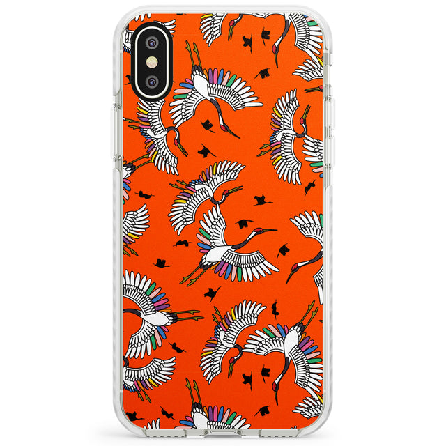Colourful Crane Pattern (Orange) Impact Phone Case for iPhone X XS Max XR