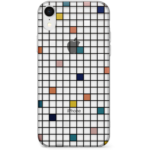 Earthtone Clear Geometric Grid Phone Case for iPhone X, XS Max, XR