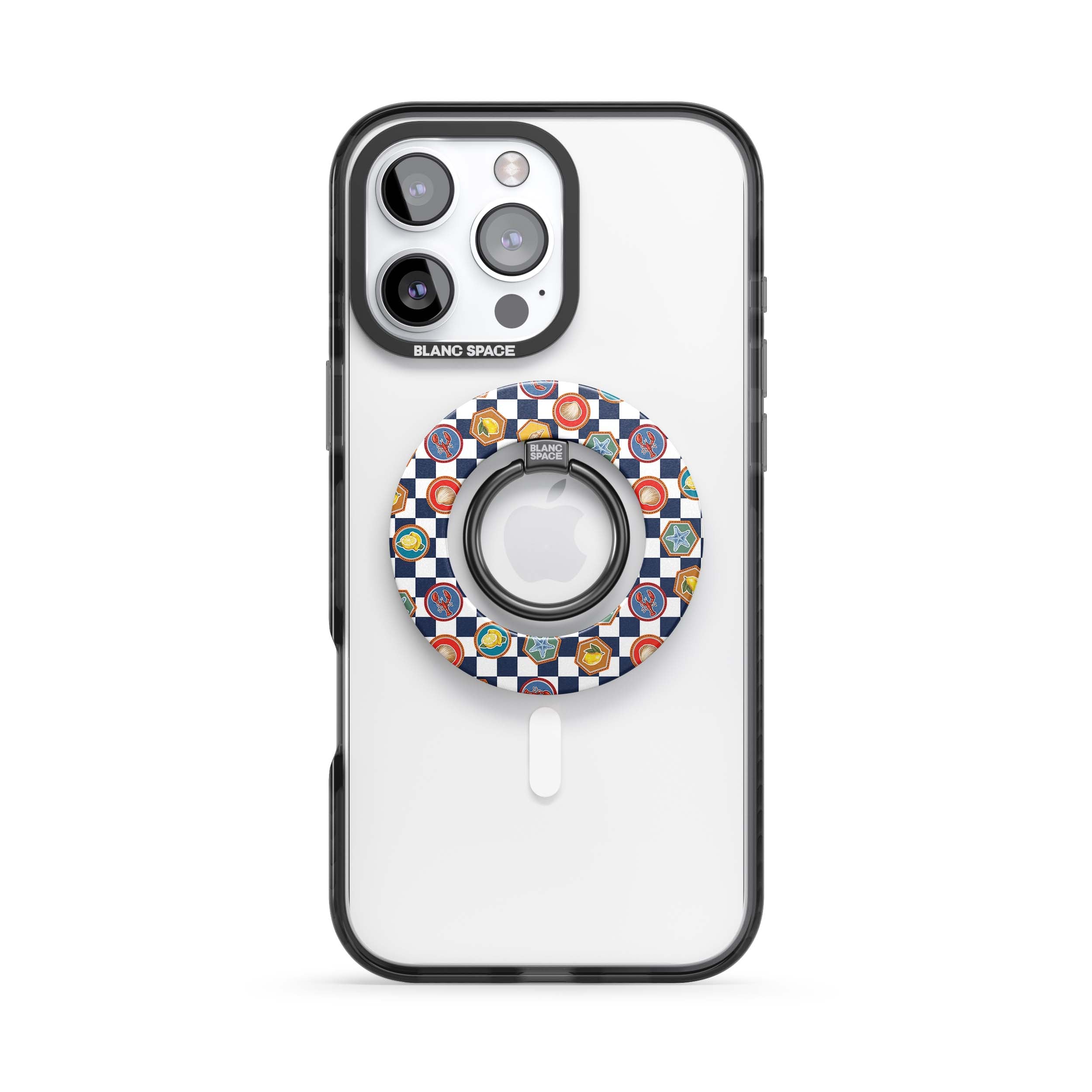 Coastal Italian Check Pattern Magsafe Grip Magsafe Grip Black