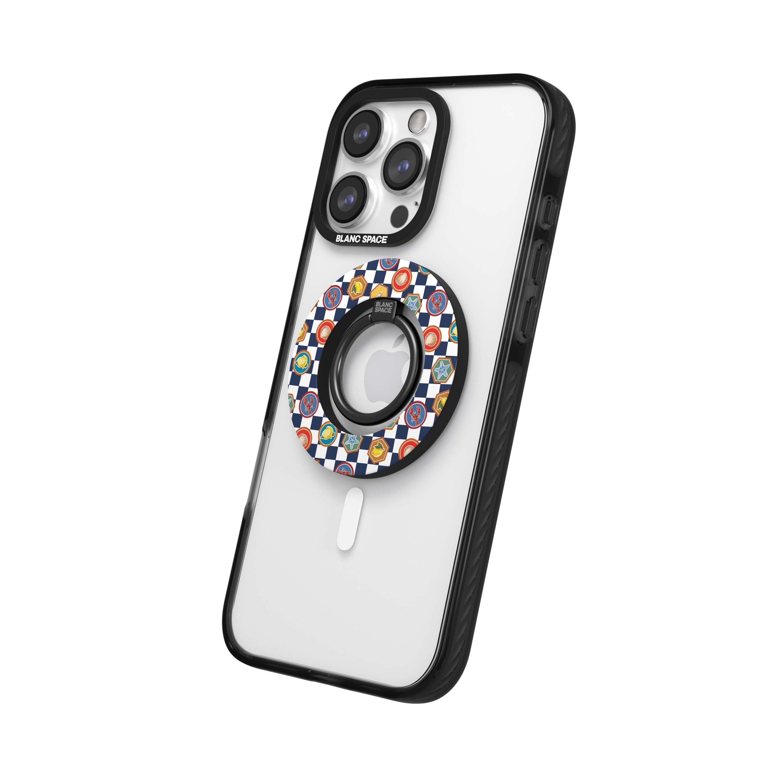 Coastal Italian Check Pattern Magsafe Grip Magsafe Grip Black