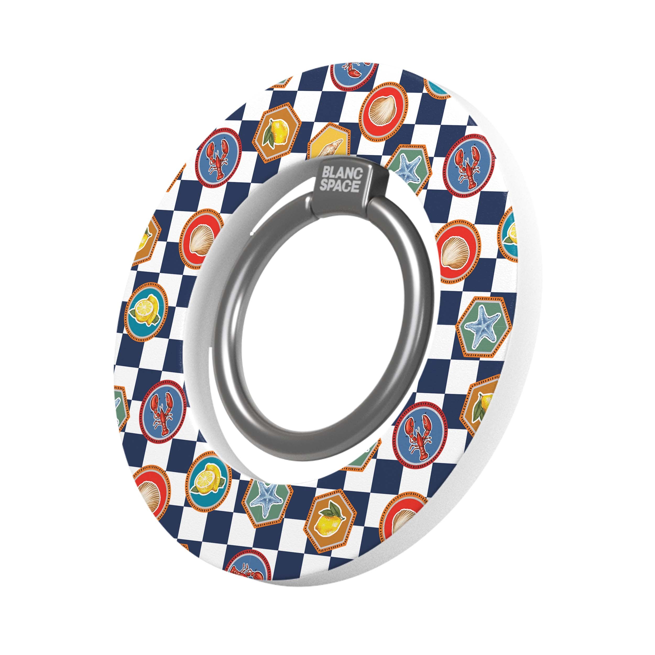 Coastal Italian Check Pattern Magsafe Grip Magsafe Grip White