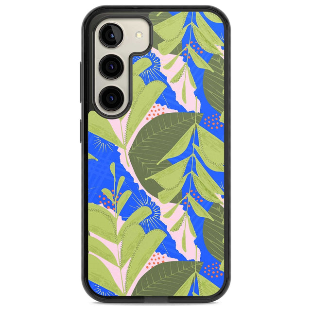 Fern Leaves Abstract Pattern Phone Case Samsung S22 / Black Impact Case,Samsung S23 / Black Impact Case Blanc Space