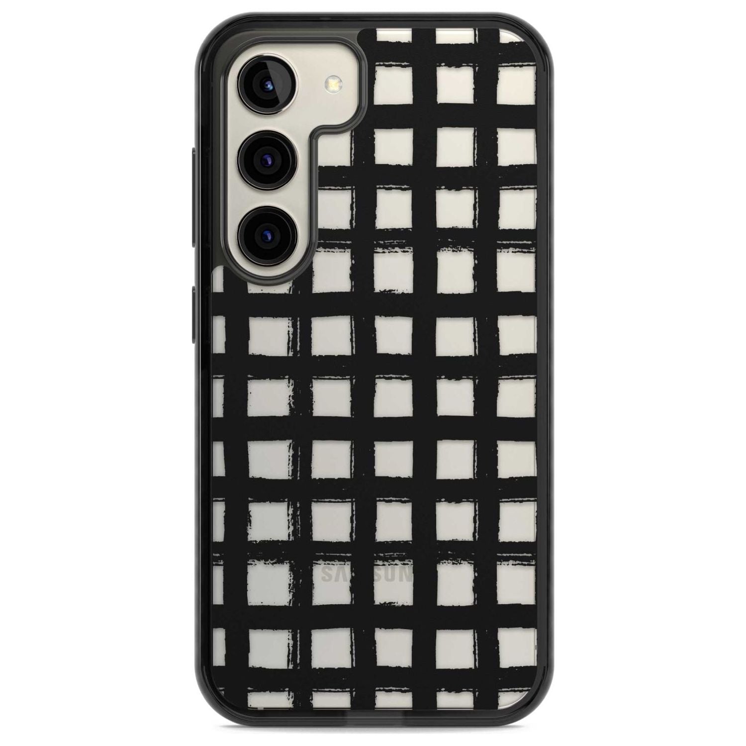 Messy Black Grid - Clear Phone Case Samsung S22 / Black Impact Case,Samsung S23 / Black Impact Case Blanc Space