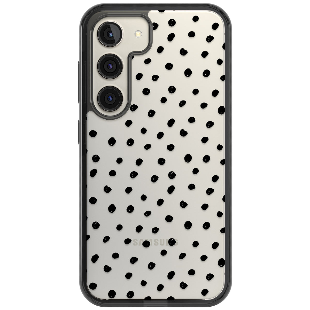 Messy Black Dot Pattern Samsung S22 / Samsung S22 Plus / Samsung S23 / Samsung S23 Plus / Samsung S24 / Samsung S24 Plus Impact Black Phone Case front