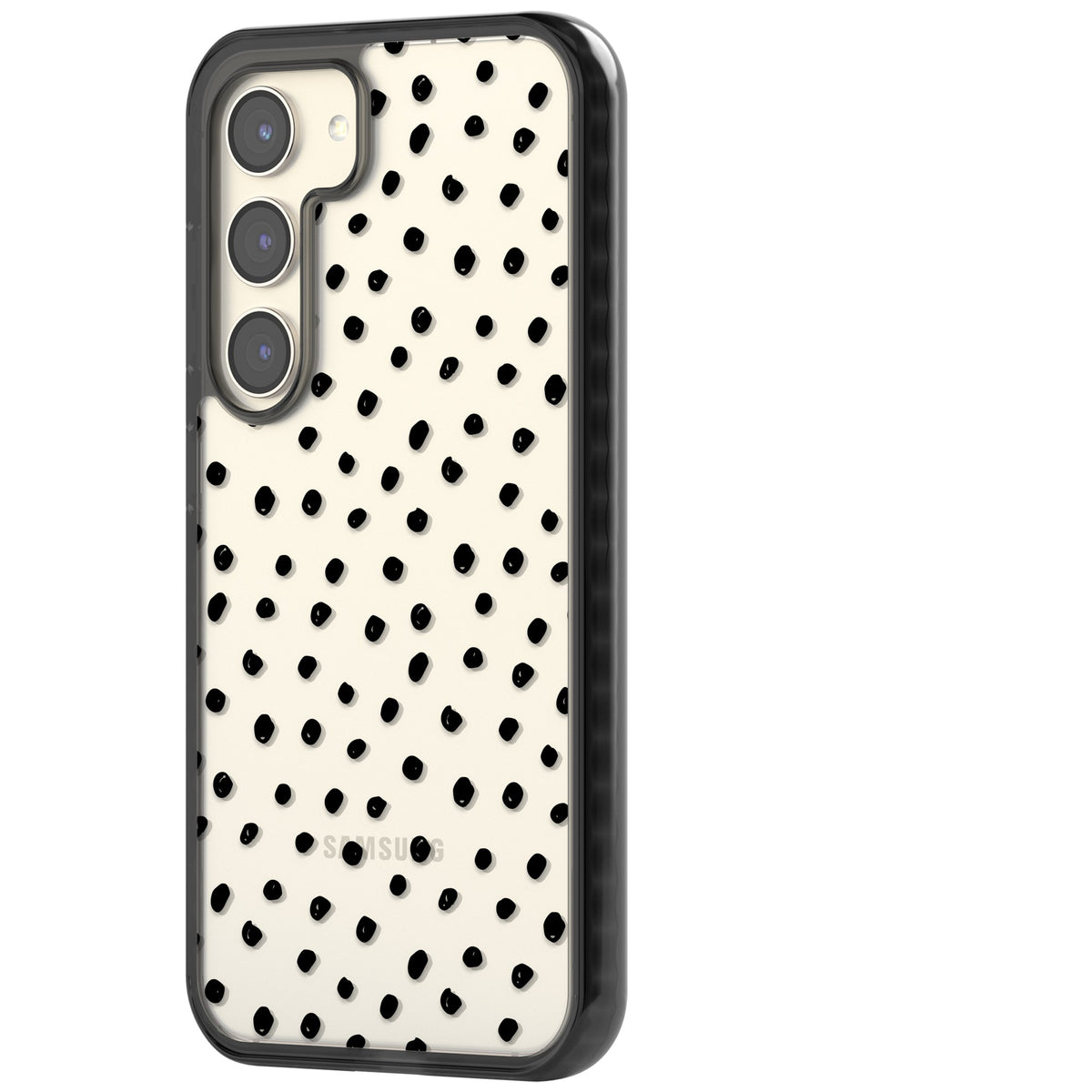 Messy Black Dot Pattern Samsung S22 / Samsung S22 Plus / Samsung S23 / Samsung S23 Plus / Samsung S24 / Samsung S24 Plus Impact Black Phone Case side